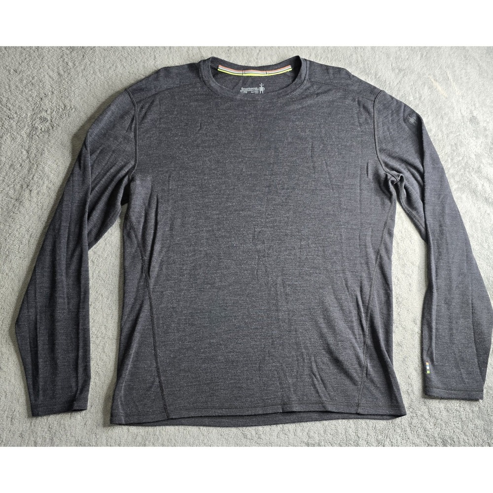 Smartwool Classic Thermal Merino Base Layer Crew Mens XL Gray Wool Hiking EUC